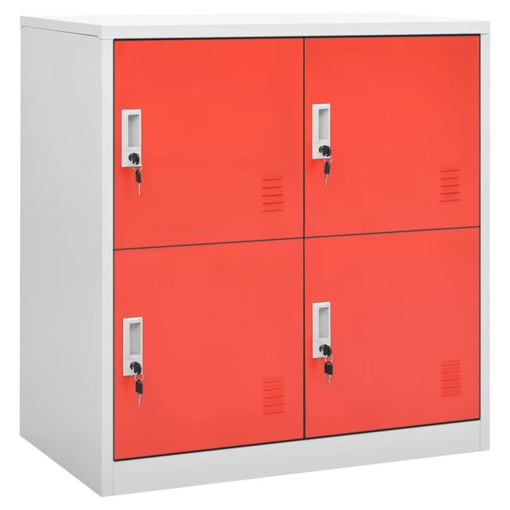 vidaXL Lockerkast 90x45x92,5 cm staal lichtgrijs en rood, Huis en Inrichting, Kasten | Overige, Nieuw, Verzenden