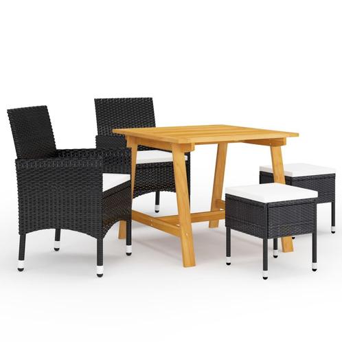 vidaXL Ensemble à manger de jardin 5 pcs Noir, Jardin & Terrasse, Ensembles de jardin, Neuf, Envoi