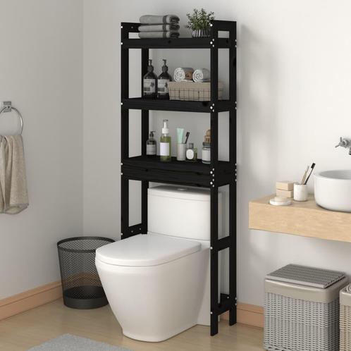 vidaXL Toiletrek 63x26x171 cm massief grenenhout zwart, Huis en Inrichting, Badkamer | Badtextiel en Accessoires, Nieuw, Verzenden