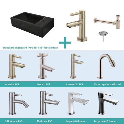 FonteinPack Recto Natuursteen Rechts 40x22x10 cm RVS (Keuze, Doe-het-zelf en Bouw, Sanitair, Overige typen, Nieuw, Ophalen of Verzenden