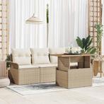 vidaXL Tuinbank Set met opslag 5 pcs Beige Poly rattan, Tuin en Terras, Verzenden, Nieuw