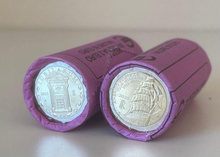 Italië. 2 Euro 2020/2025 (3 items) Proof + BU, Postzegels en Munten, Munten | Europa | Euromunten