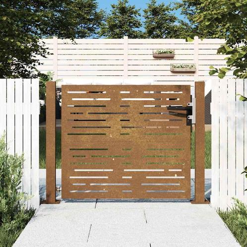 vidaXL Poort 105x80 cm vierkant cortenstaal, Tuin en Terras, Tuinpoorten, Nieuw, Verzenden