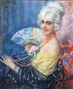 Gennaro Befanio (1866-1937) - Donna con ventaglio, Antiek en Kunst, Kunst | Schilderijen | Klassiek