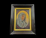 Icoon - Een oude icoon beeldt de Maagd Maria af. - Hout,, Antiek en Kunst