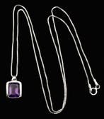 Amethist - Zilver, Collier Améthyste Miroir de Sagesse:
