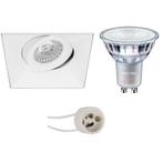 7W LED Spot Set - Kantelbare Vierkante Inbouwspot Mat Wit, D, Verzenden, Nieuw