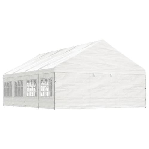 vidaXL Prieel met dak 8,92x5,88x3,75 m polyetheen wit, Tuin en Terras, Partytenten, Nieuw, Verzenden