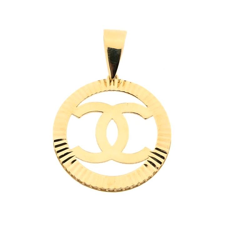 Gouden Chanel hanger met zirconia (kettinghanger, exclusief), Handtassen en Accessoires, Bedels, Gebruikt, Overige merken, Goud
