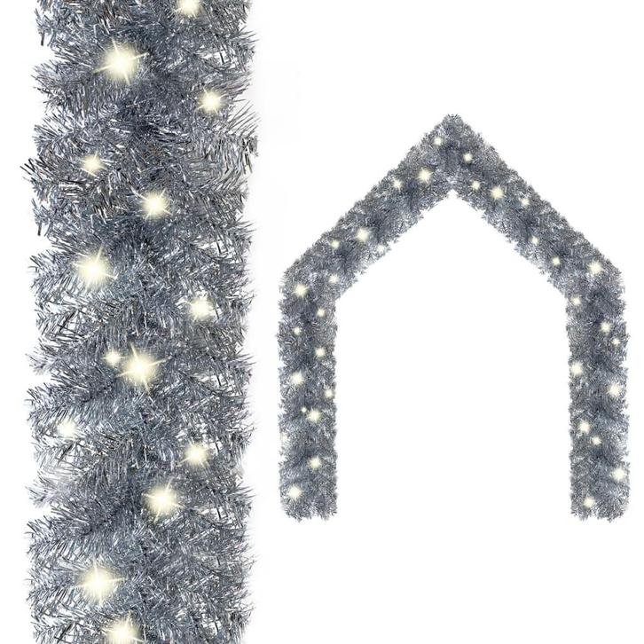 vidaXL Kerstslinger met LED-lampjes 20 m zilverkleurig, Diversen, Kerst, Nieuw, Verzenden