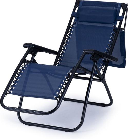 Luxe Ligstoel met Zonnedak en Extras - Blauw - Ultiem Co..., Tuin en Terras, Ligbedden, Nieuw, Ophalen of Verzenden