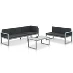 vidaXL Salon de jardin 3 pcs et coussins Aluminium Noir, Jardin & Terrasse, Verzenden, Neuf, Salons de jardin