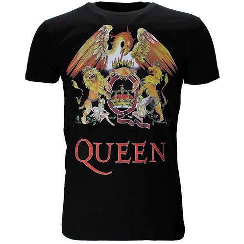 Queen Classic Crest Logo Band T-Shirt Zwart - Officiële, Kleding | Heren, T-shirts
