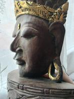 Grote Boeddha-masker uit handgesneden hout -