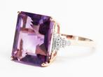 Zonder Minimumprijs - Ring - 14 karaat Geel goud Amethist -, Handtassen en Accessoires, Ringen, Nieuw