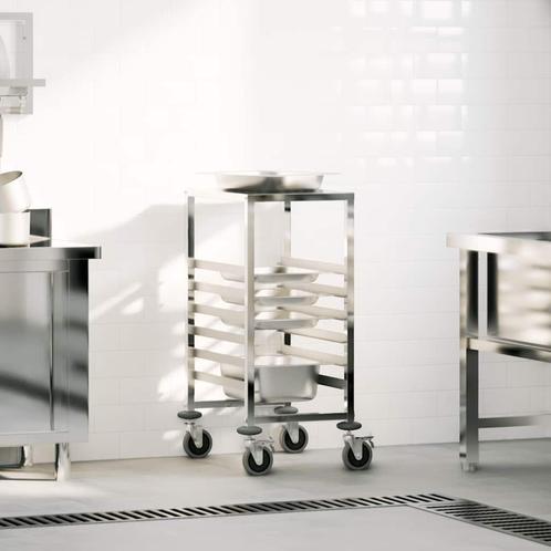 vidaXL Dienbladenwagen met 6 GN-bakken 39x55x87 cm roestvrij, Huis en Inrichting, Keuken | Keukenbenodigdheden, Nieuw, Verzenden