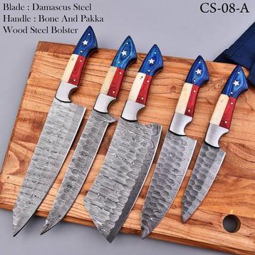 Keukenmes - Chefs knife - Pakka hout en bot met met de hand