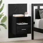 vidaXL Bedkast 2 pcs Zwart eiken 48.5 x 32.5 x 80 cm Bewerkt, Huis en Inrichting, Verzenden, Nieuw
