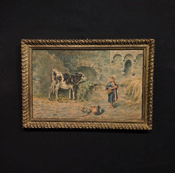 Scuola italiana (XIX-XX) - Visione di campagna, Antiek en Kunst, Kunst | Schilderijen | Klassiek