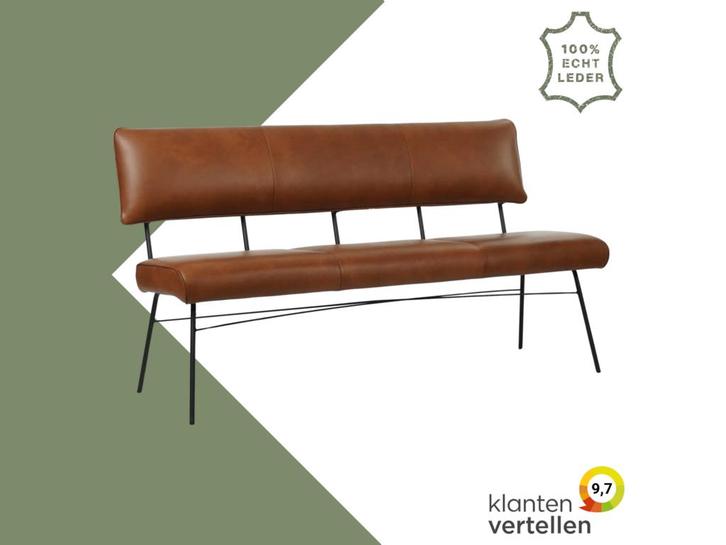 Leren eetkamerbank Solid - Granada Savannah (cognac) -, Antiek en Kunst, Antiek | Meubels | Stoelen en Sofa's, Ophalen of Verzenden