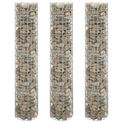 vidaXL Gabion plantenbakken 3 st rond verhoogd Ø30x150 cm, Tuin en Terras, Bloempotten, Nieuw, Verzenden