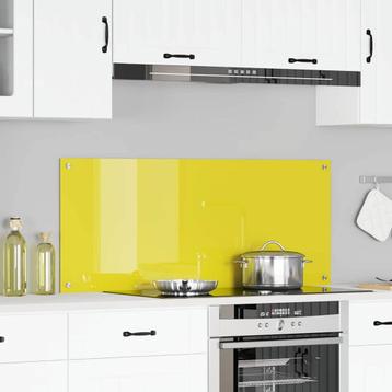 vidaXL Keuken Spatscherm Geel 120 x 50 x 0.6 cm gehard glas beschikbaar voor biedingen