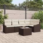 vidaXL Tuin Eettafel Set met kussen met opslag 6 pcs Bruin, Tuin en Terras, Verzenden, Nieuw