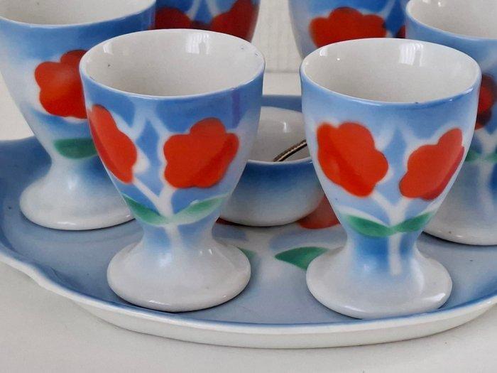 Eierdopje (8) - Keramiek - Art Deco eierhouder set, Antiquités & Art, Art | Objets design