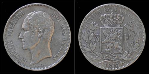 Belgium Leopold I 5 frank 1849 zilver, Postzegels en Munten, Munten | Europa | Niet-Euromunten, België, Verzenden