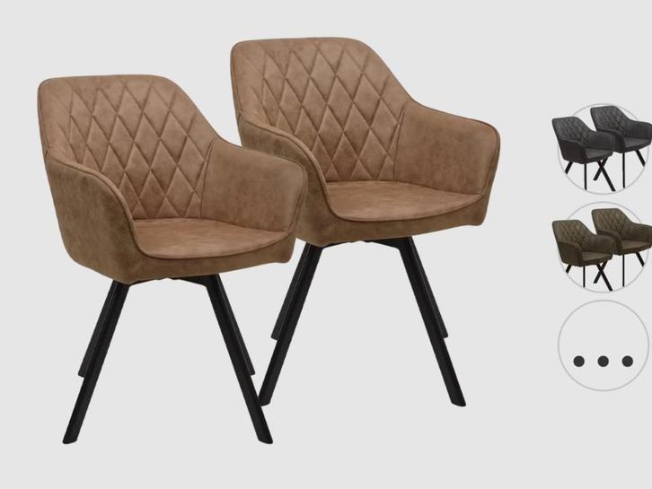 2dekans | Meubel31 Brione Draaibare Eetkamerstoelen - 2, Huis en Inrichting, Stoelen, Ophalen of Verzenden
