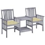 vidaXL Tuinstoelen met tafeltje en kussens massief, Tuin en Terras, Verzenden, Nieuw