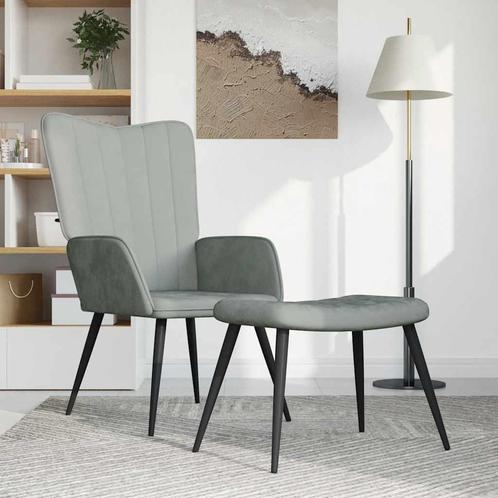 vidaXL Chaise de relaxation avec repose-pied Gris clair, Maison & Meubles, Fauteuils, Neuf, Envoi