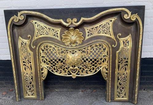 Voorzethaard met bronzen elementen - Openhaard accessoire -, Antiek en Kunst, Antiek | Meubels | Stoelen en Sofa's