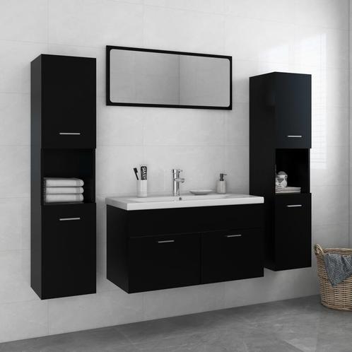vidaXL Badkamermeubelset bewerkt hout zwart, Huis en Inrichting, Badkamer | Badkamermeubels, Nieuw, Verzenden