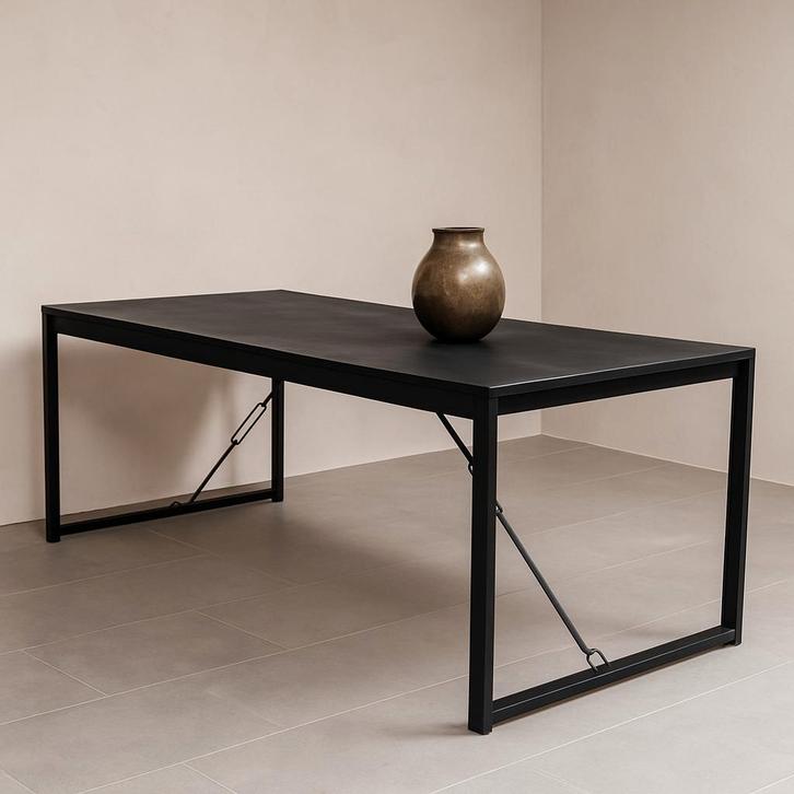 Mangohouten Eettafel Rechthoek Duncan 200 cm Zwart, Huis en Inrichting, Tafels | Eettafels, 50 tot 100 cm, 200 cm of meer, Rechthoekig