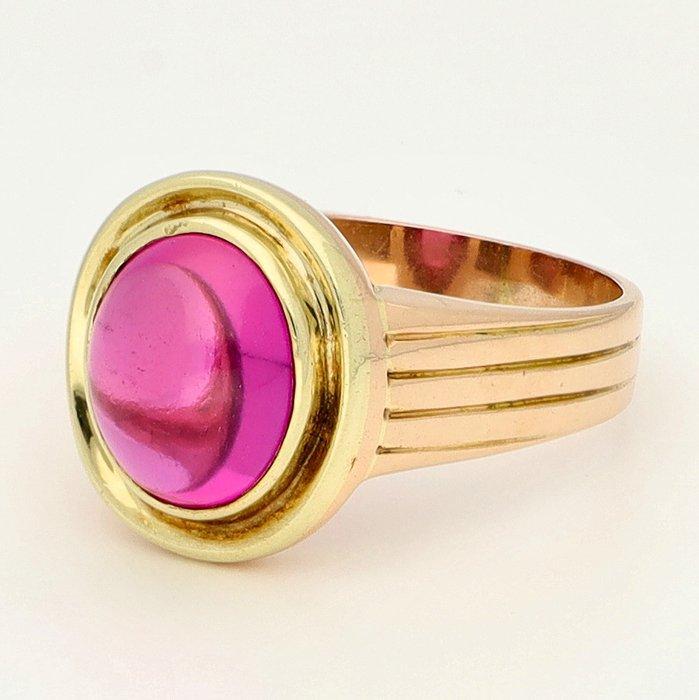 Ring - 14 karaat Geel goud, Roségoud - Robijn, Handtassen en Accessoires, Ringen