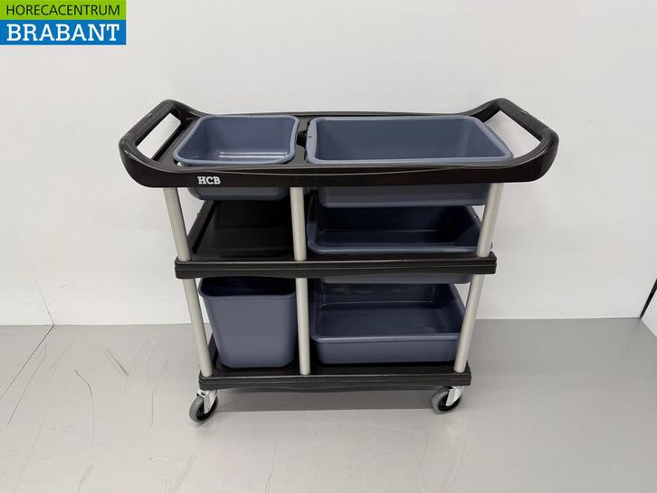 HCB Kunststof afruimwagen afruimtrolley 3 lagen met 5 bakken, Zakelijke goederen, Horeca | Meubilair en Inrichting, Ophalen of Verzenden