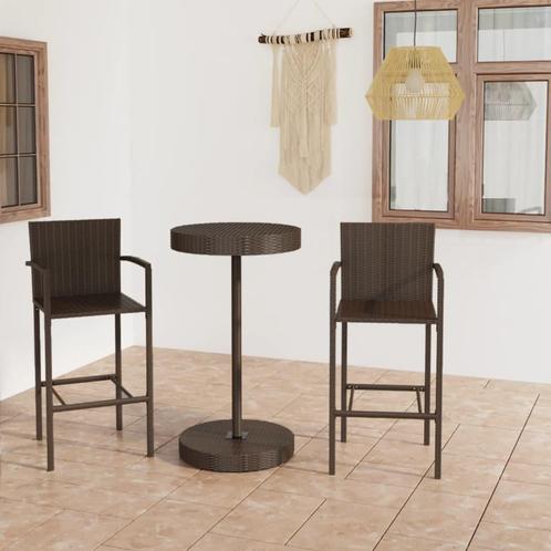 vidaXL 3-delige Tuinbarset poly rattan bruin, Tuin en Terras, Tuinsets en Loungesets, Nieuw, Verzenden