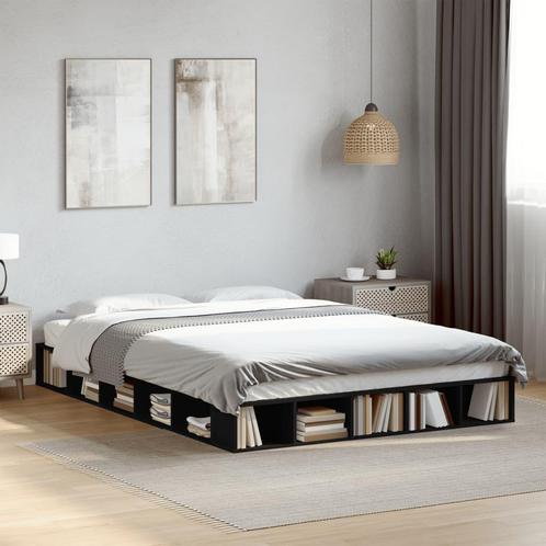vidaXL Bedframe bewerkt hout zwart 140x200 cm, Huis en Inrichting, Slaapkamer | Bedden, Nieuw, Verzenden
