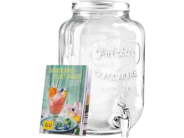 Veiling - 2x Glazen Drankendispenser met Tap - 8L, Huis en Inrichting, Keuken | Servies, Nieuw