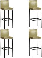 Set van 4 Olijfgroene leren moderne barkrukken - poot, Overige kleuren, Nieuw, Leer, Ophalen of Verzenden