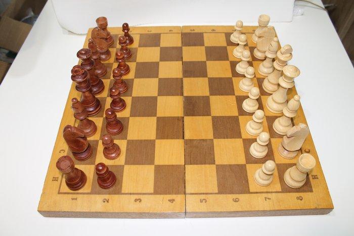Schaakspel - hess set with board - Hout, Antiek en Kunst, Curiosa en Brocante