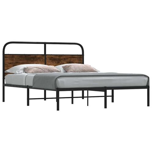 vidaXL Bedframe zonder matras bewerkt hout gerookt eiken, Huis en Inrichting, Slaapkamer | Bedden, Nieuw, Verzenden