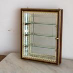 Vitrine - Glas, Hout, geprepareerd houtfineer - spiegel,, Antiek en Kunst