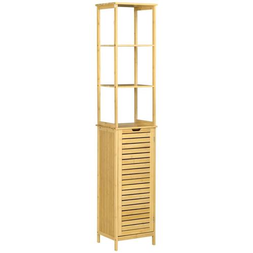 TRUUSK Badkamerkast Bambus - 34 x 30 x 173 cm - 3 Open Vakke, Huis en Inrichting, Kasten | Overige, Verzenden