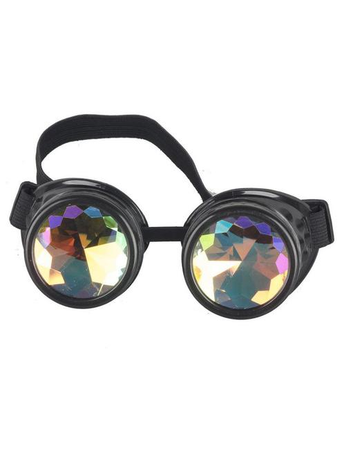 Goggles Steampunk Bril Zwart Montuur Caleidoscoop Glazen Zwa, Kleding | Heren, Carnavalskleding en Feestkleding, Nieuw, Ophalen of Verzenden