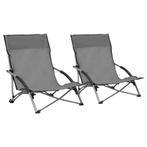 vidaXL Strandstoelen 2 st inklapbaar stof grijs, Tuin en Terras, Tuinstoelen, Verzenden, Nieuw
