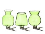 Gekleurd glazen flesje clipper groen  set van 3 met clip, Hobby en Vrije tijd, Nieuw