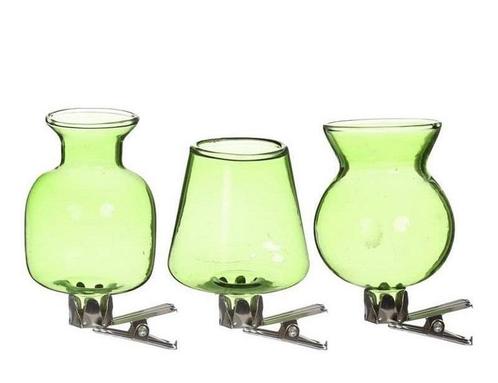 Gekleurd glazen flesje clipper groen  set van 3 met clip, Hobby en Vrije tijd, Knutselen, Nieuw