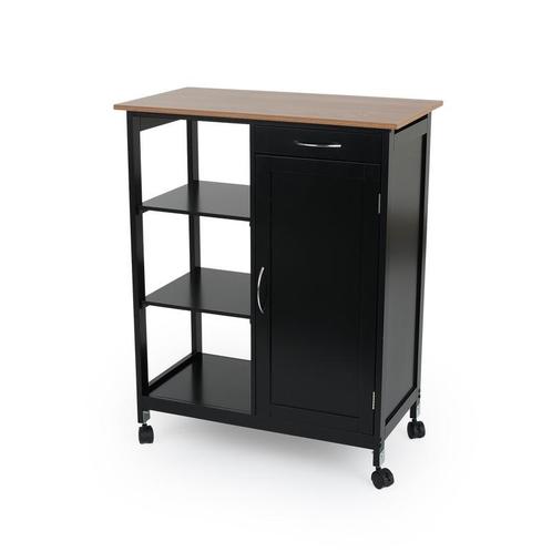 Keukentrolley op wielen - zwart - 67 x 37 x 84 cm, Huis en Inrichting, Kamerplanten, Verzenden